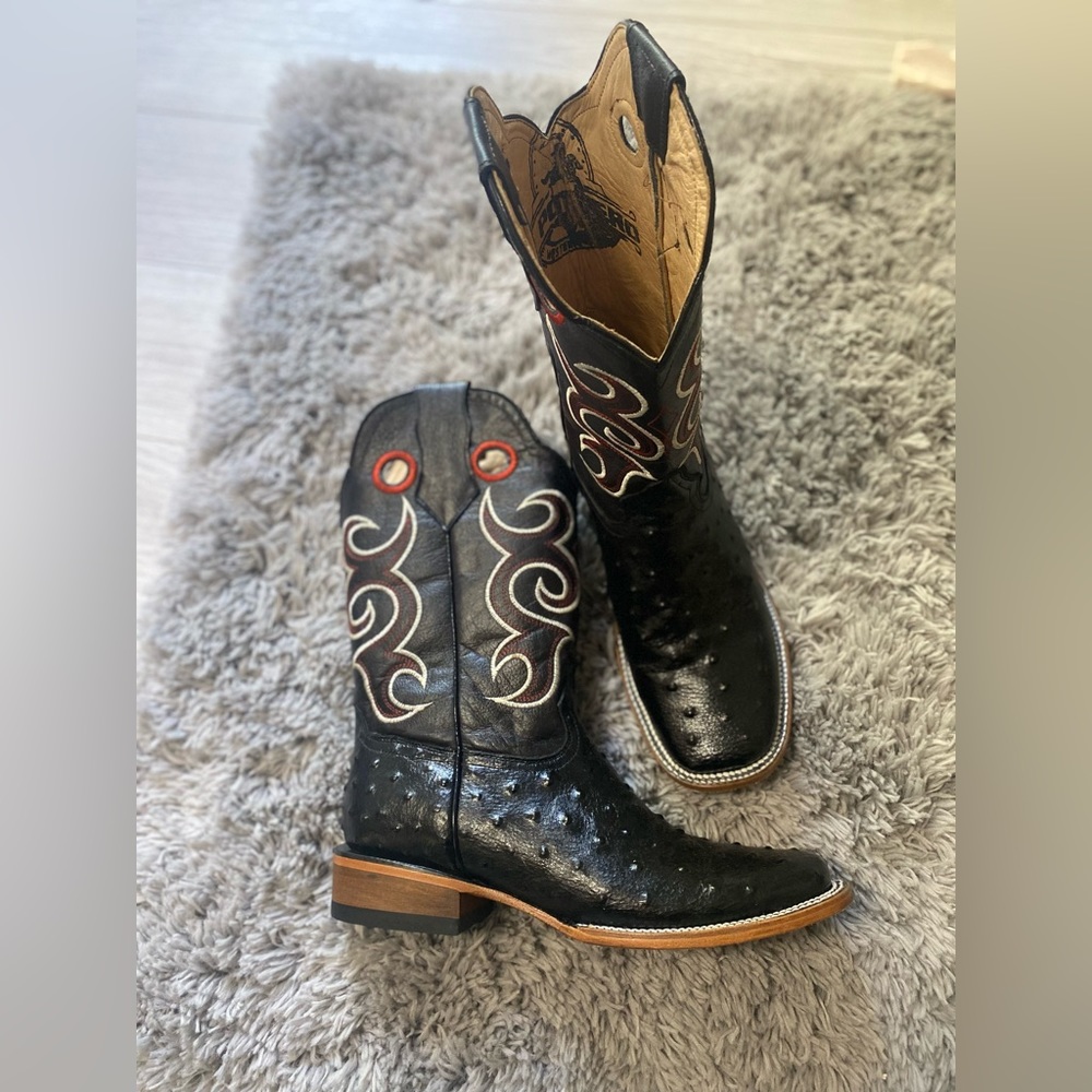 Black square toe cowboy boots